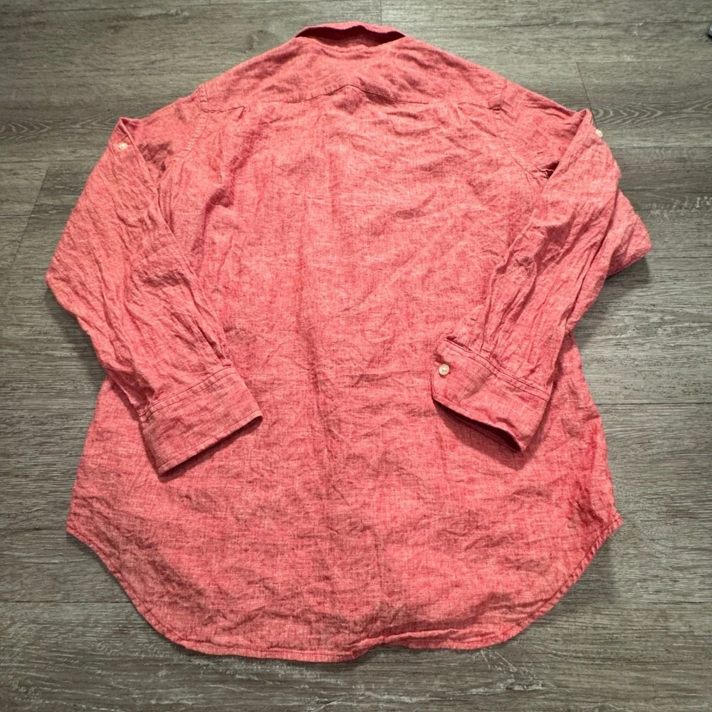 Banana Republic Shirt Mens L Pink Linen Cotton Vacation Heritage Casual Costal